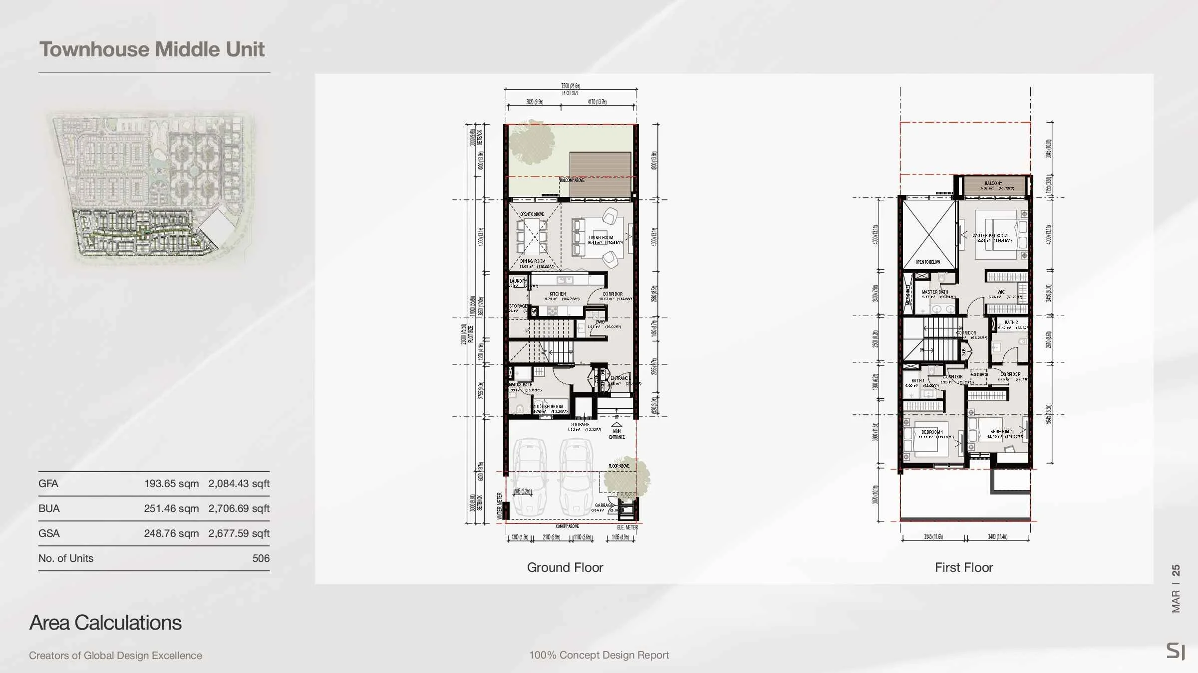 3-4 Bedroom Townhouse Floor Plan 1