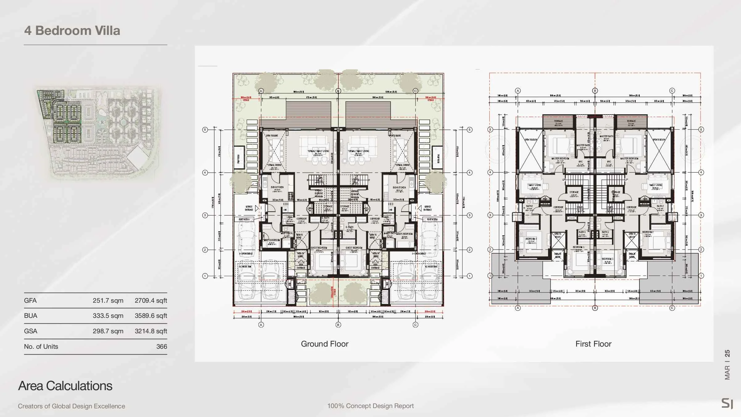 4 Bedroom Villas Floor Plan